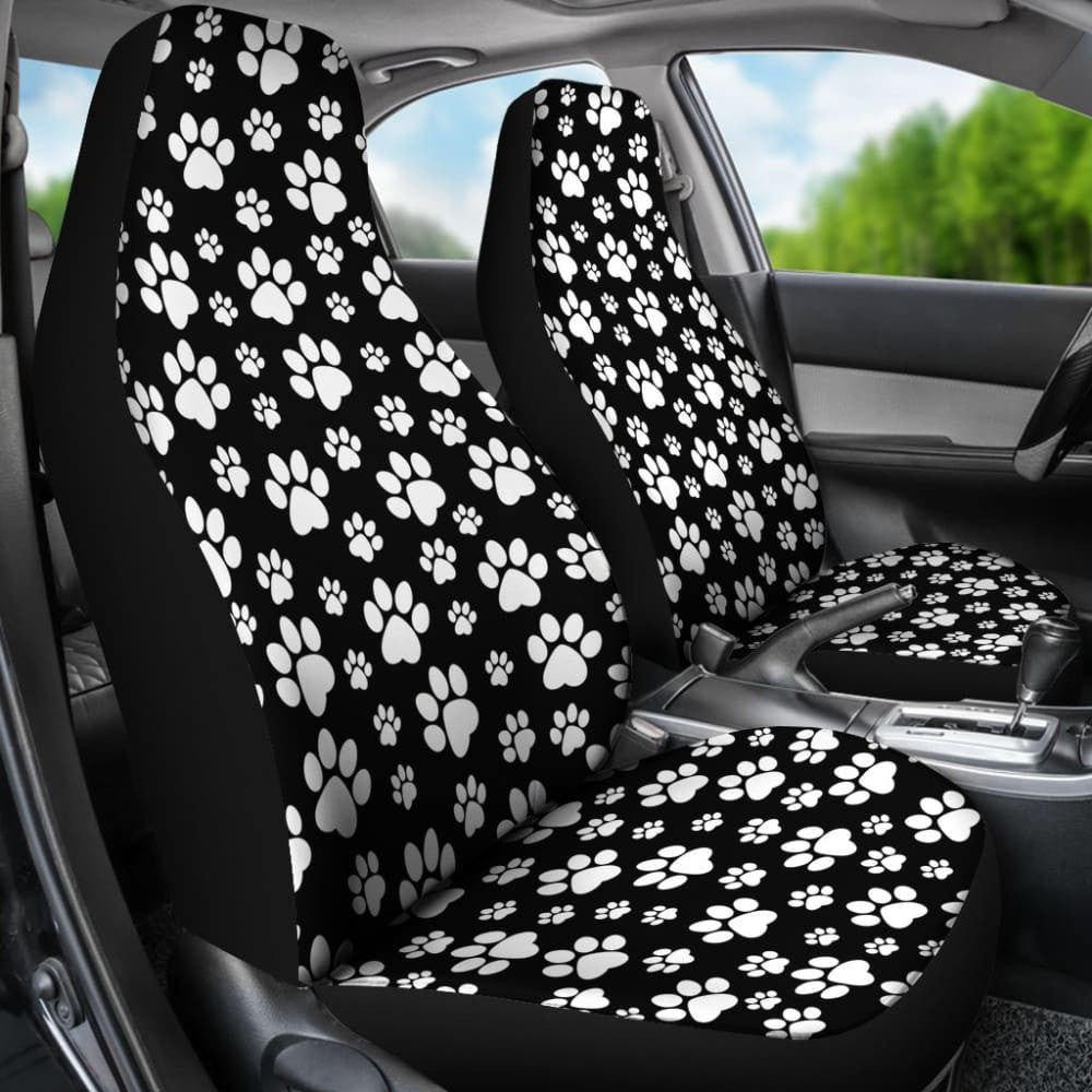 Paw Print Car Seat Covers Black