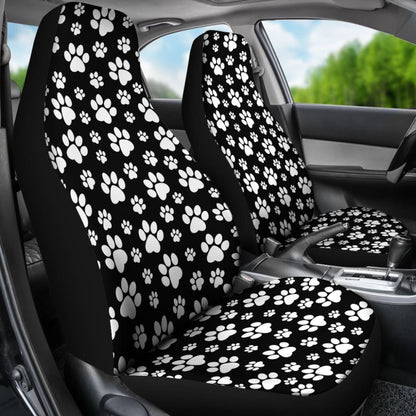 Paw Print Car Seat Covers Black