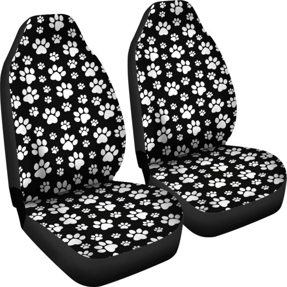 Paw Print Car Seat Covers Black