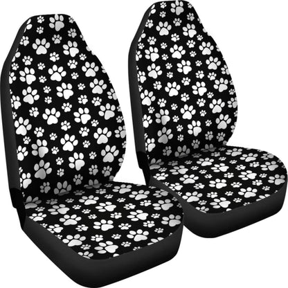 Paw Print Car Seat Covers Black