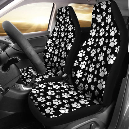Paw Print Car Seat Covers Black