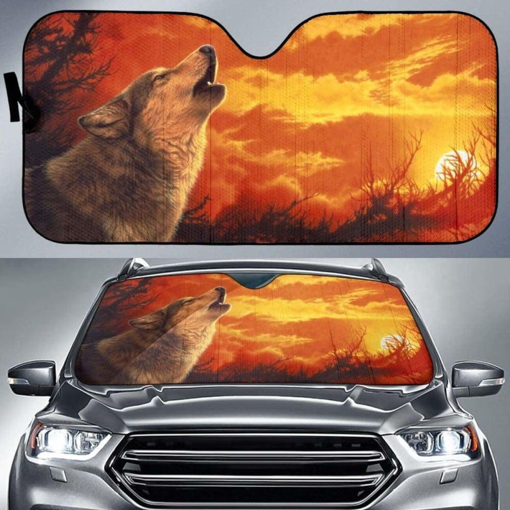 Car Sun Shade With Wolf Print