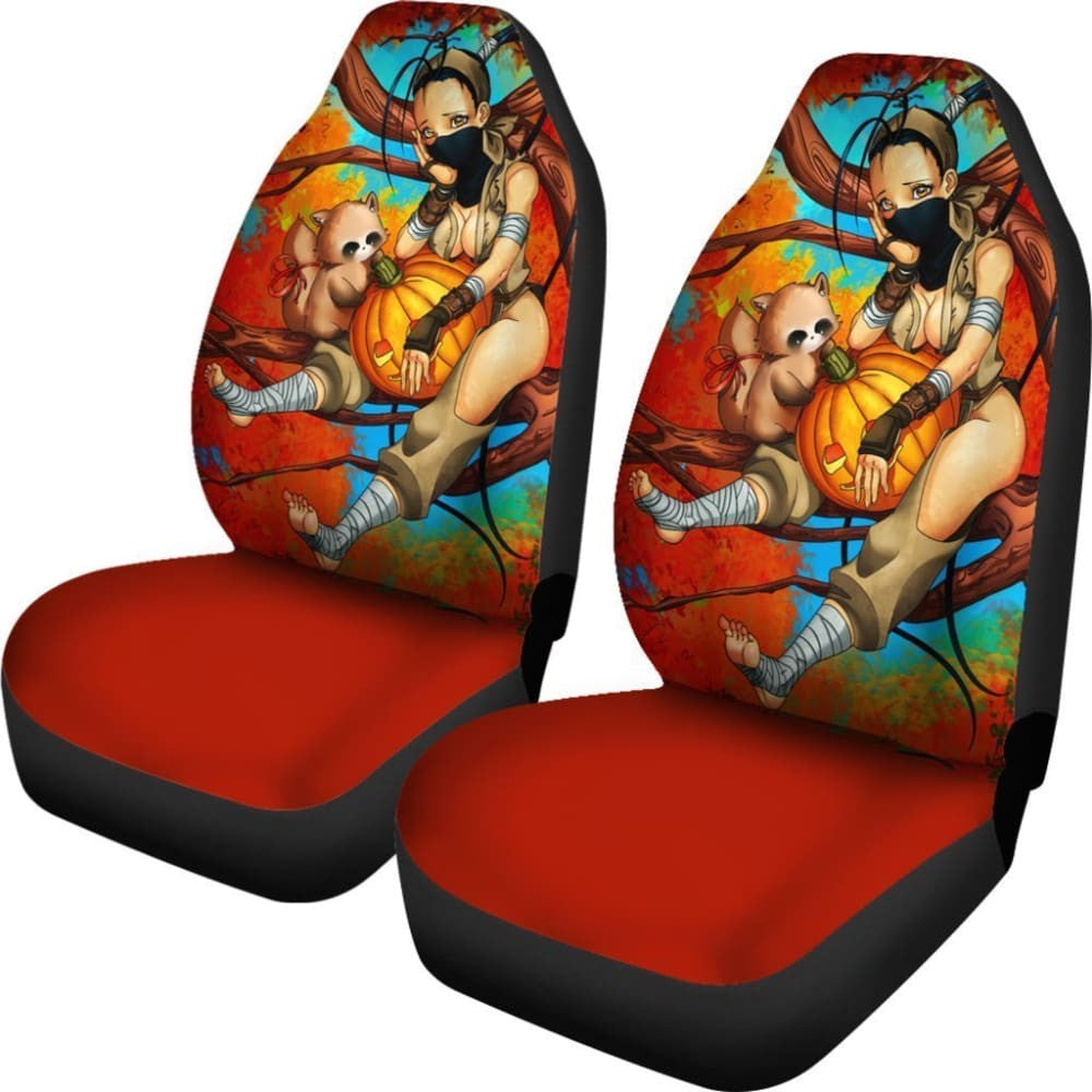 Ninja Girl With Pumpkin Anime Halloween Car Seat Covers