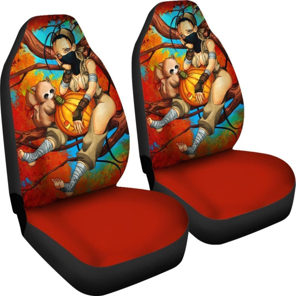 Ninja Girl With Pumpkin Anime Halloween Car Seat Covers