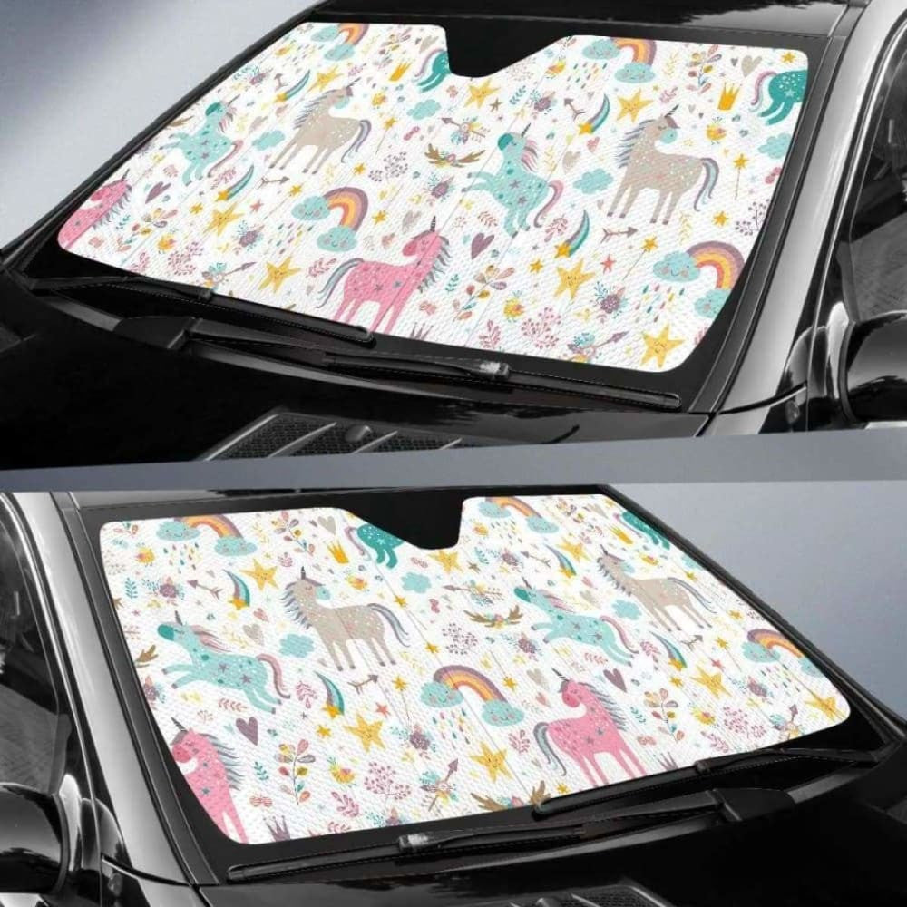 Colorful Unicorn Pattern Car Auto Sun Shades
