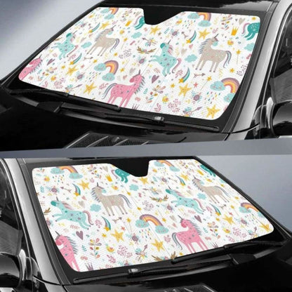 Colorful Unicorn Pattern Car Auto Sun Shades