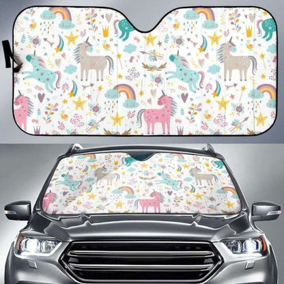 Colorful Unicorn Pattern Car Auto Sun Shades