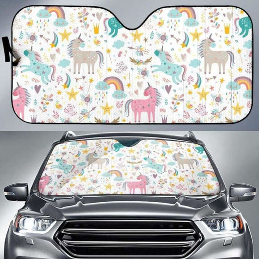 Colorful Unicorn Pattern Car Auto Sun Shades