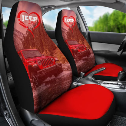 Amazing Red Jeep Girl Car Seat Covers