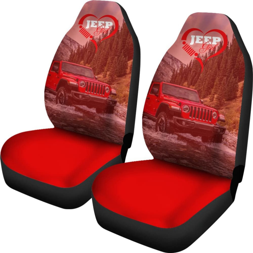 Amazing Red Jeep Girl Car Seat Covers