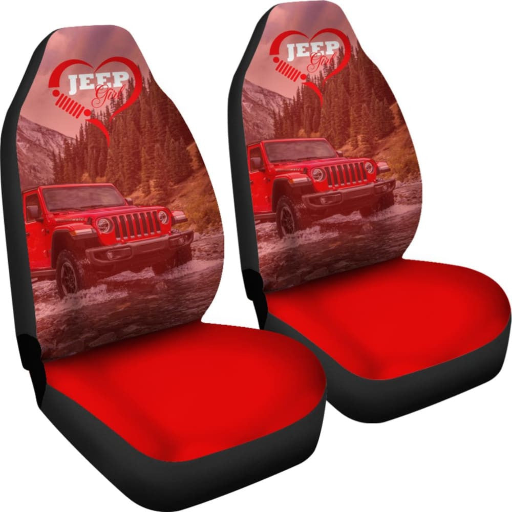 Amazing Red Jeep Girl Car Seat Covers