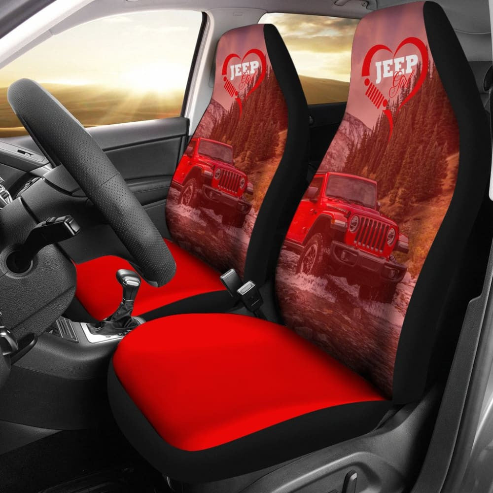 Amazing Red Jeep Girl Car Seat Covers