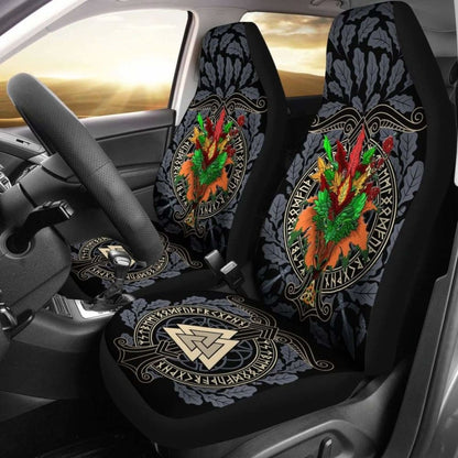 Celtic Lughnasadh Autumn Dragon Car Seat Covers - Celtic Autumn Leaf Pattern -