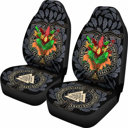 Celtic Lughnasadh Autumn Dragon Car Seat Covers - Celtic Autumn Leaf Pattern -