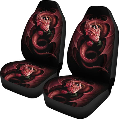 Red Dragon And Love Rose Car Seat Covers