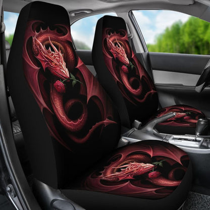 Red Dragon And Love Rose Car Seat Covers