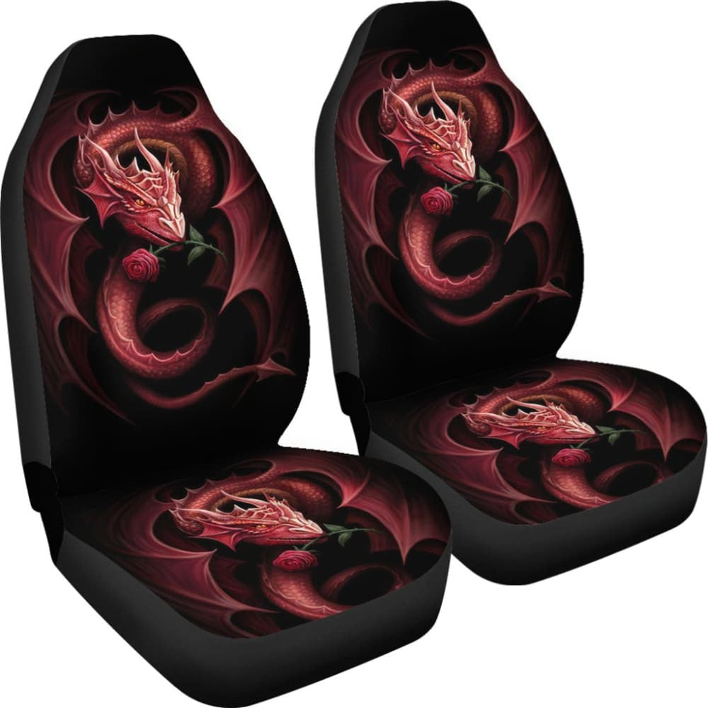 Red Dragon And Love Rose Car Seat Covers
