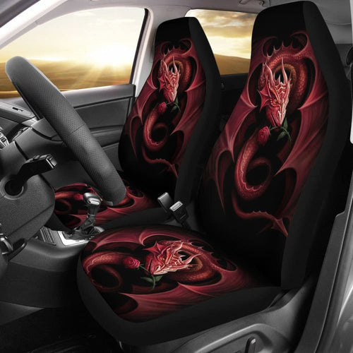 Red Dragon And Love Rose Car Seat Covers