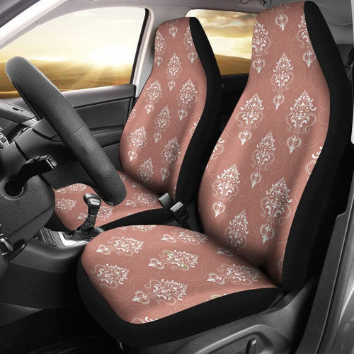Rose Gold Damask Pattern Car Seat Covers Set