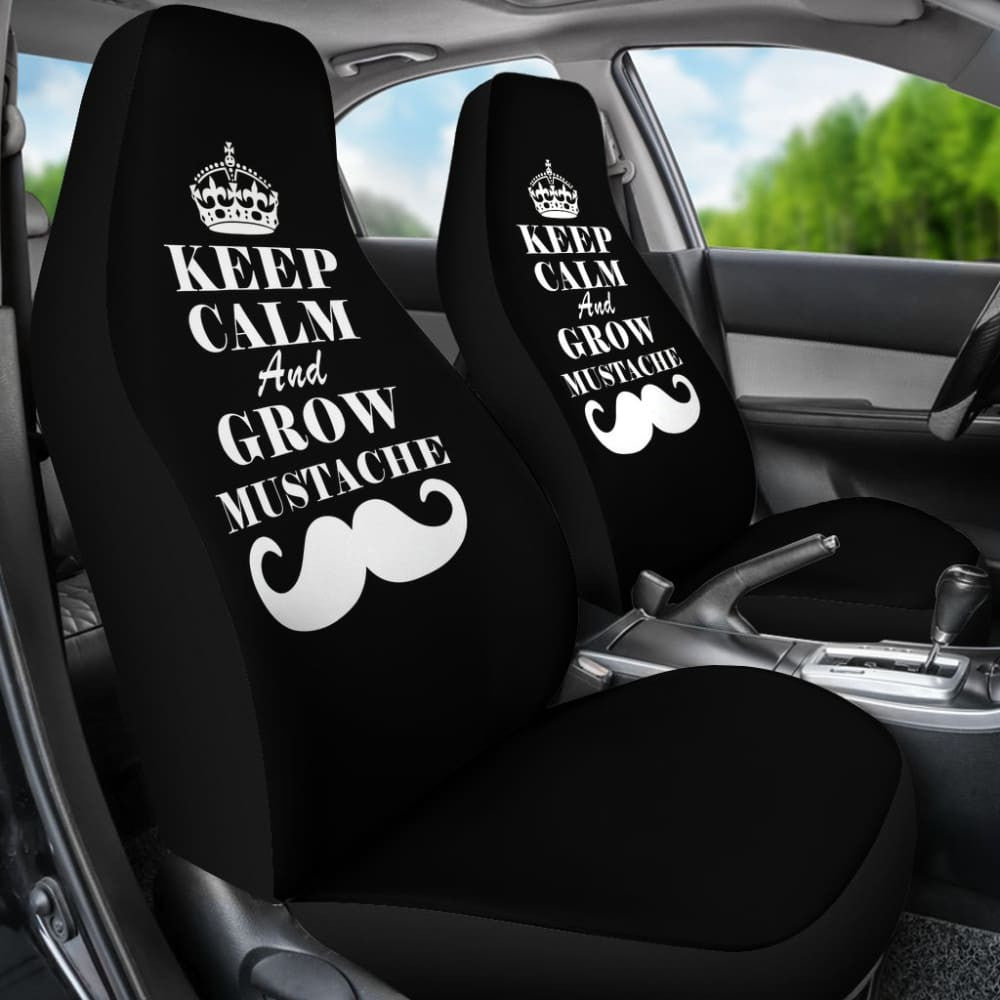 Keep Calm and Grow Mustache Amazing Gift Idea Car Seat Covers