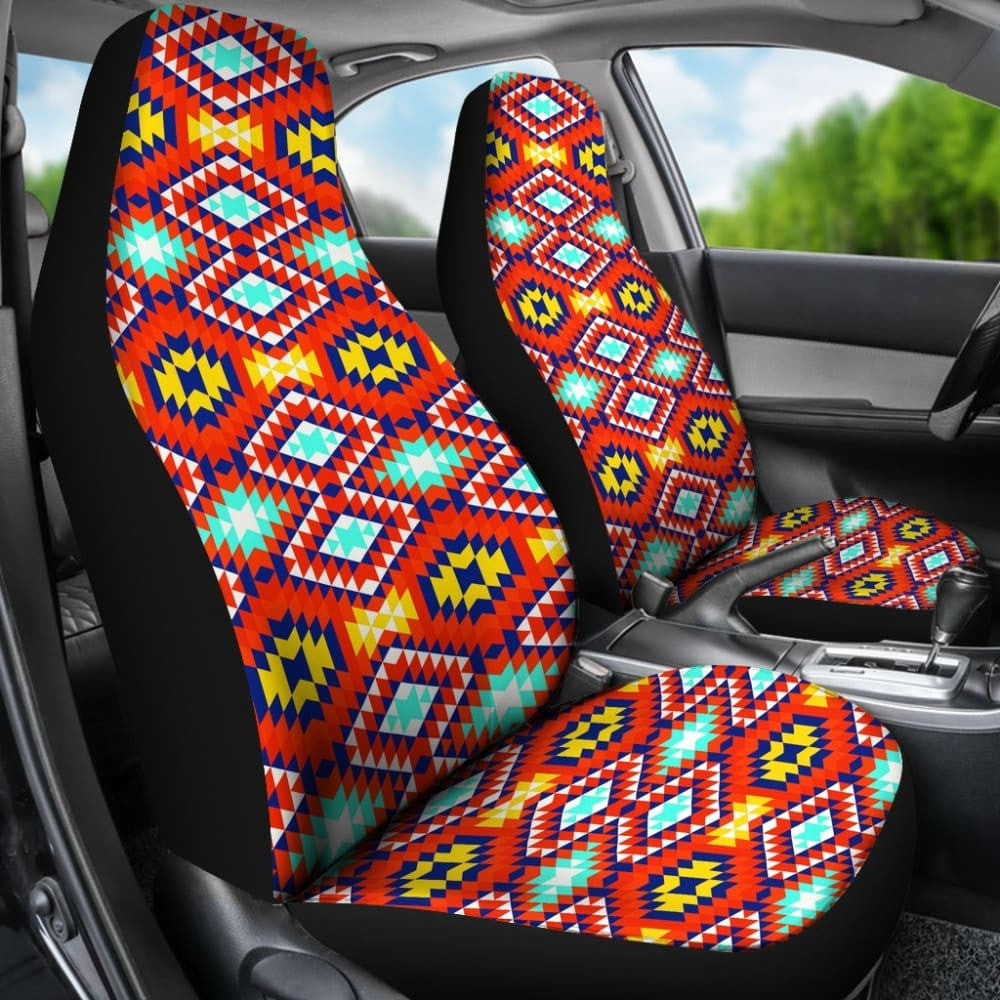 Red Blue Yellow Aztec Car Seat Covers