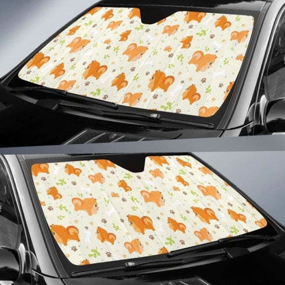 Cute Brown Pomeranian Paw Leave Bone Pattern Car Auto Sun Shades