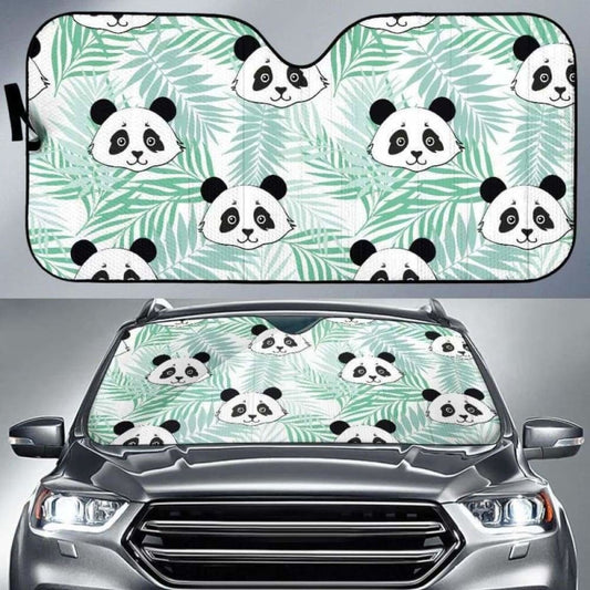 Panda Pattern Tropical Leaves Background Car Auto Sun Shades