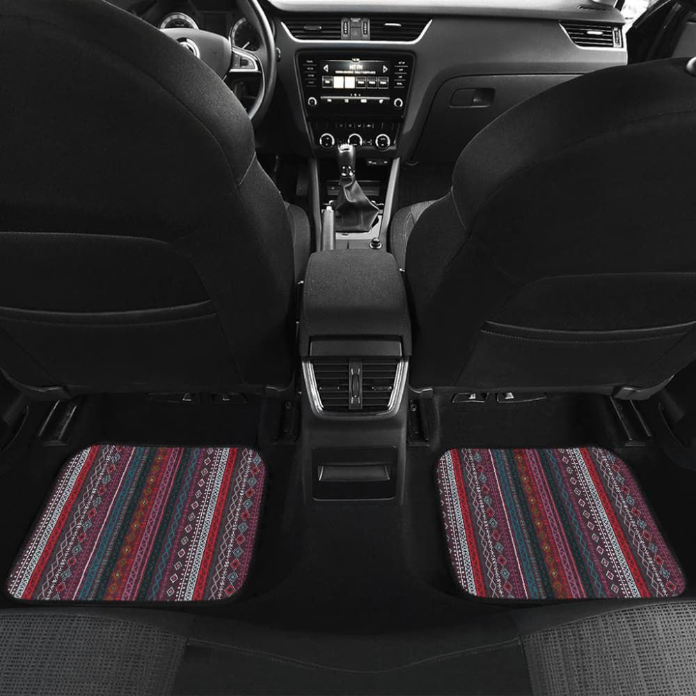 Red Boho Stripes Car Floor Mats