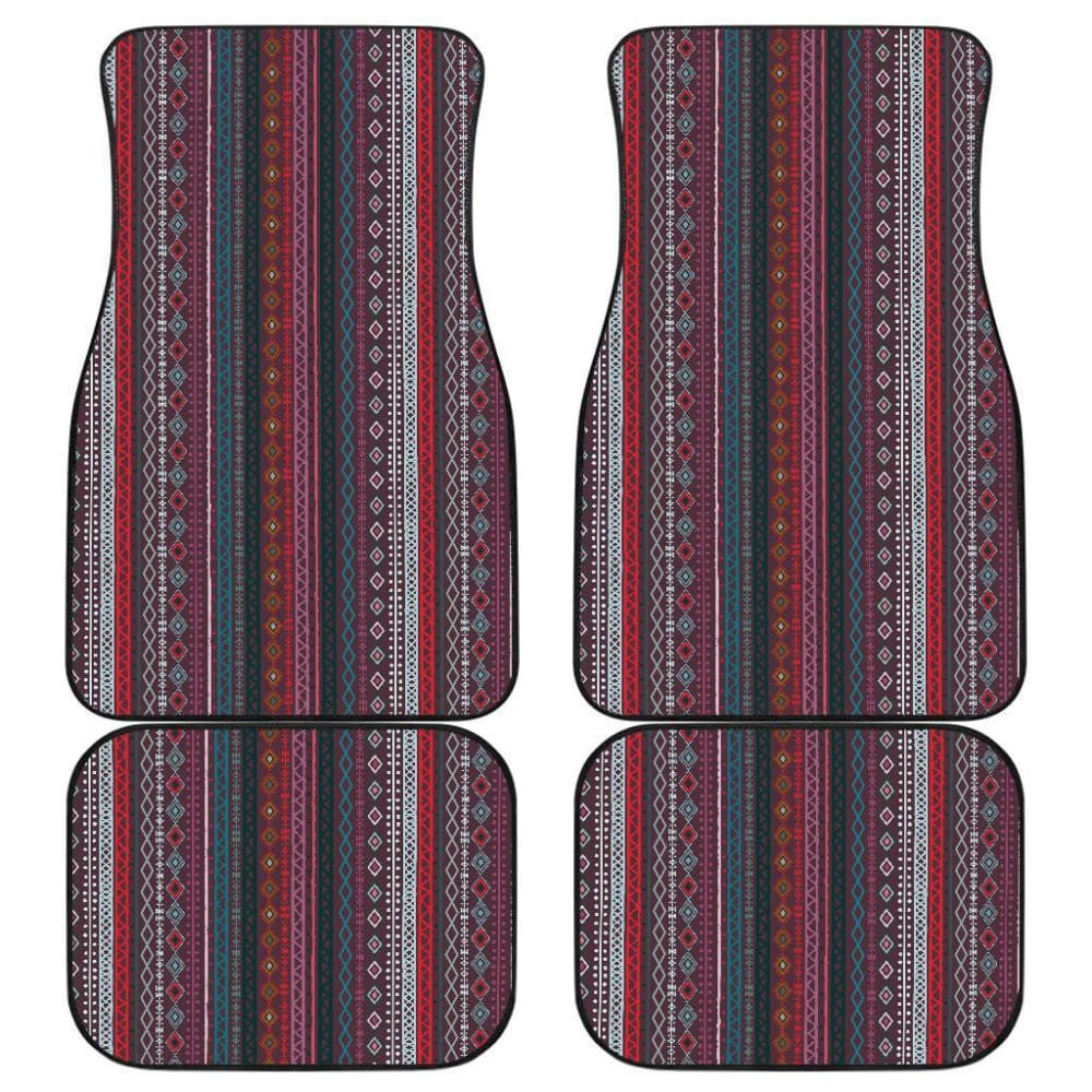 Red Boho Stripes Car Floor Mats