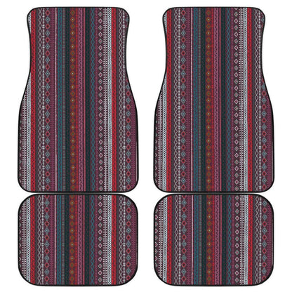 Red Boho Stripes Car Floor Mats