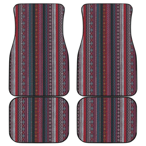 Red Boho Stripes Car Floor Mats
