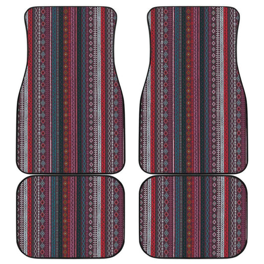 Red Boho Stripes Car Floor Mats