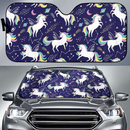 Hand Drawn Cute Unicorn Star Planet Car Auto Sun Shades