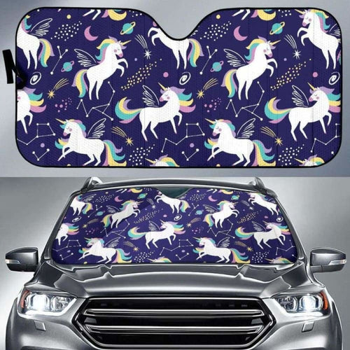 Hand Drawn Cute Unicorn Star Planet Car Auto Sun Shades