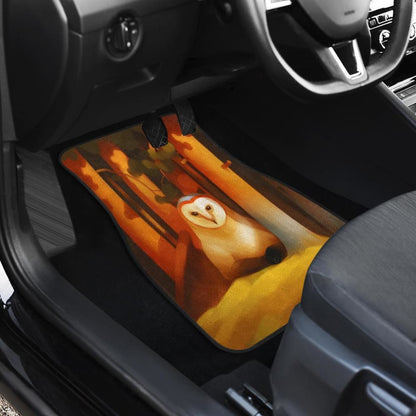 Owl Face In Autumn Wild Animal Car Floor Mats