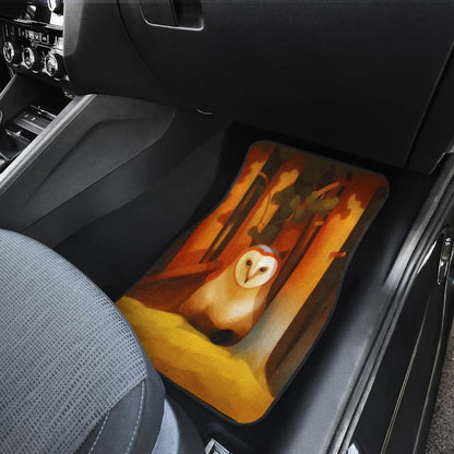 Owl Face In Autumn Wild Animal Car Floor Mats