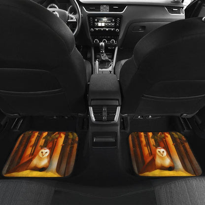 Owl Face In Autumn Wild Animal Car Floor Mats