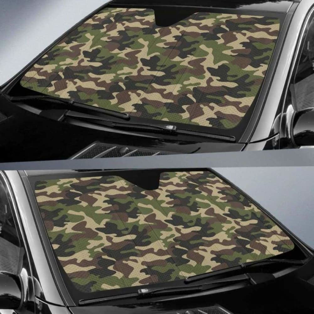 Dark Green Camo Camouflage Pattern Car Auto Sun Shades