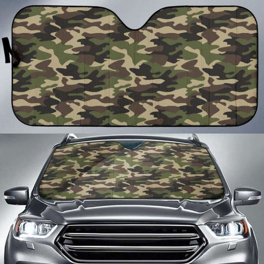 Dark Green Camo Camouflage Pattern Car Auto Sun Shades