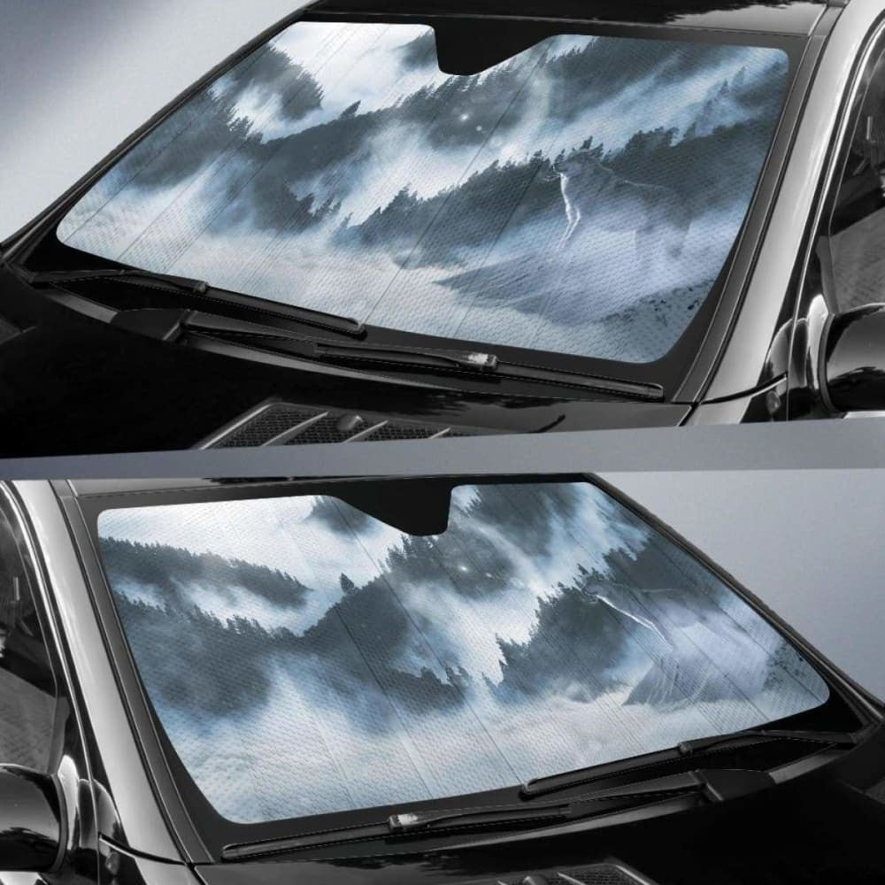 Arctic Wolf White Wolf Winter MountainsK Car Sun Shade