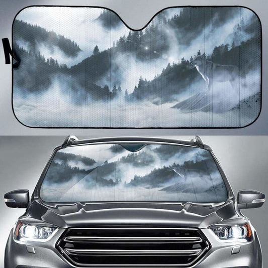 Arctic Wolf White Wolf Winter MountainsK Car Sun Shade
