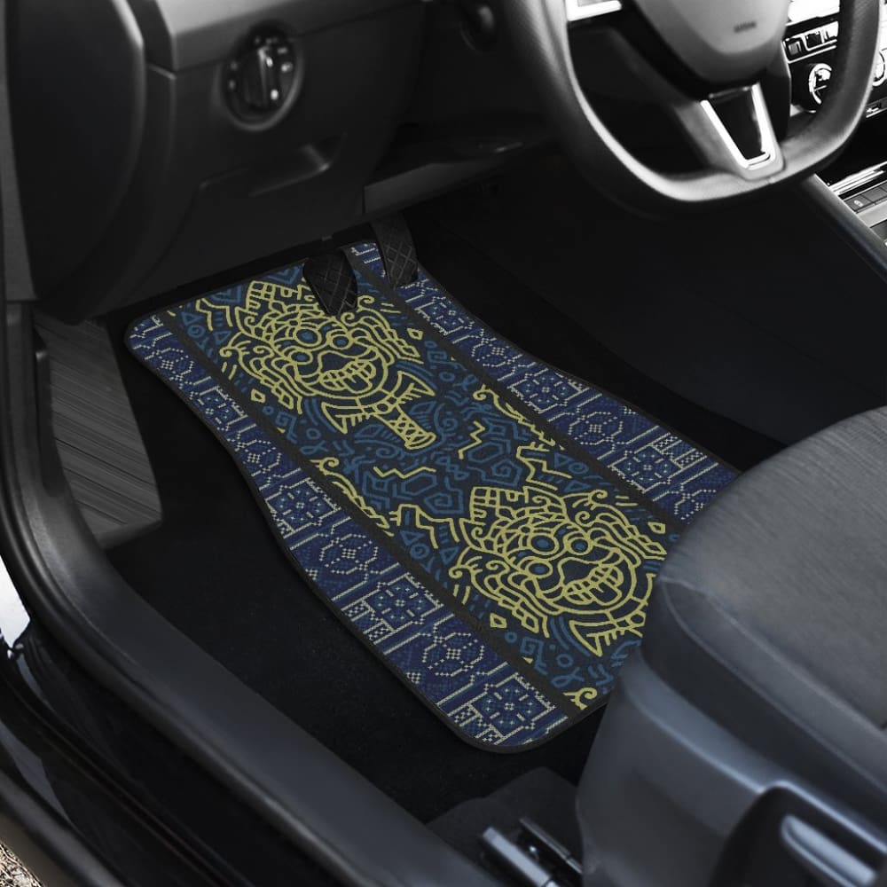 Boho Aztec Elephant Mustard Yellow Blue Car Mat Set