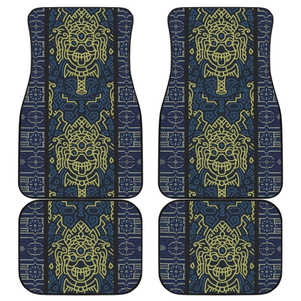 Boho Aztec Elephant Mustard Yellow Blue Car Mat Set
