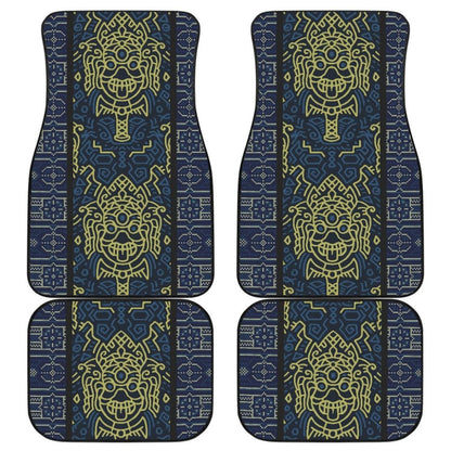 Boho Aztec Elephant Mustard Yellow Blue Car Mat Set