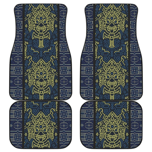 Boho Aztec Elephant Mustard Yellow Blue Car Mat Set
