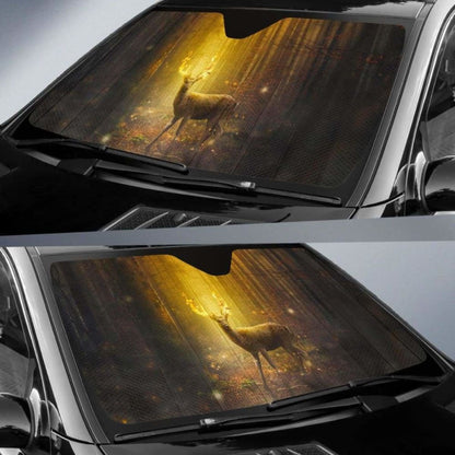 Deer Fire Forest AutumnK Car Sun Shade