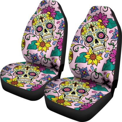 Sugar Skull Cross Car Seat Covers