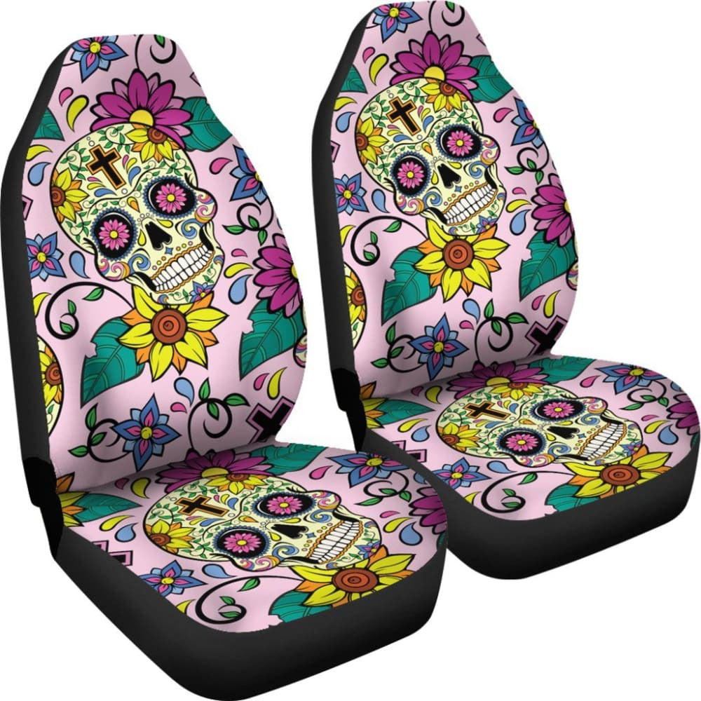 Sugar Skull Cross Car Seat Covers