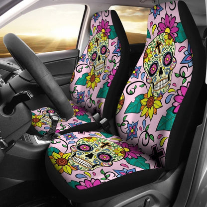 Sugar Skull Cross Car Seat Covers