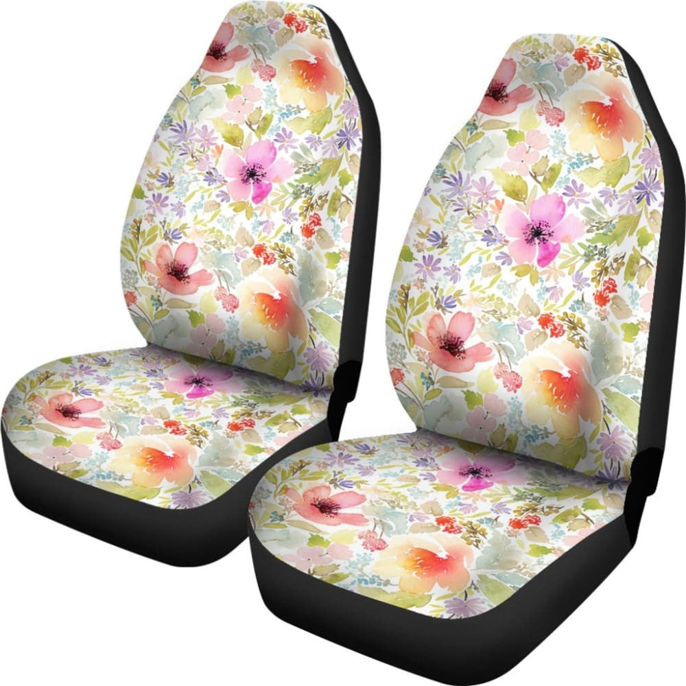 Colorful Pink Watercolor Floral Car Seat Covers